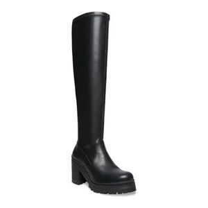 Madden Girl Black Knee-High Chunky Heel Boots